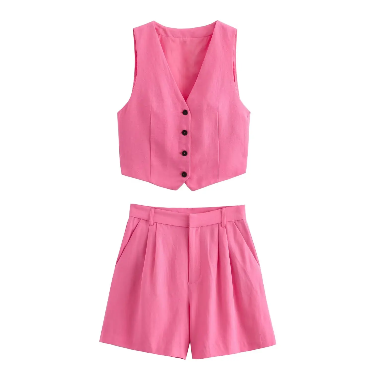 Fashion Solid Vest For Women Cropped Waistcoat Front Buttons Tops 2025 New Summer Vintage V Neck Sleeveless Outerwear Chic Vests
Fashion Solid Vest For Women Cropped Waistcoat Front Buttons Tops 2025 New Summer Vintage V Neck Sleeveless Outerwear Chic Vests