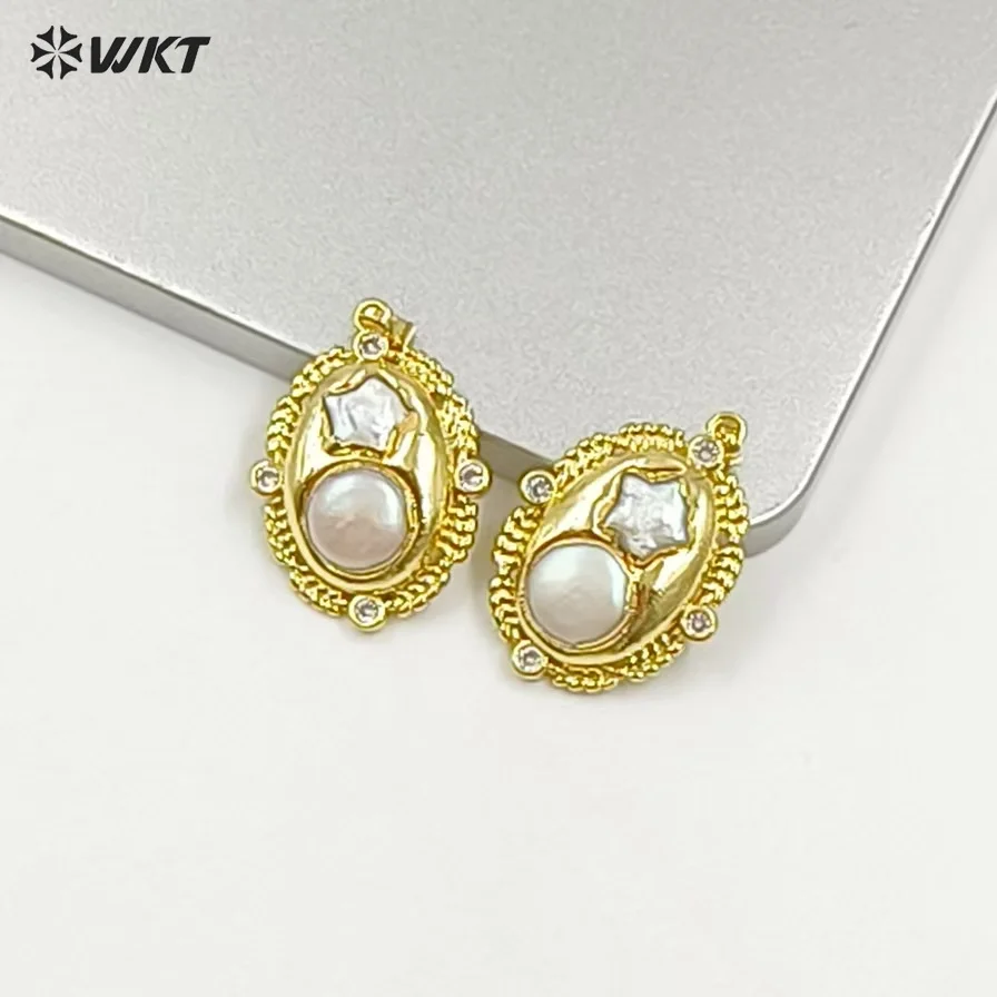 WT-JP390 Vintage&European Style Oval Shape Pendant With Freshwater Pearl And 18K Gold Zircon Plated For Necklace Findings
WT-JP390 Vintage&European Style Oval Shape Pendant With Freshwater Pearl And 18K Gold Zircon Plated For Necklace Findings
