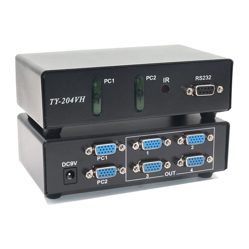 FFYY-2 In 4 Out VGA Splitter Switcher Video Game Distribution 350Mhz Support 1920X1440 With IR Remote Control
FFYY-2 In 4 Out VGA Splitter Switcher Video Game Distribution 350Mhz Support 1920X1440 With IR Remote Control