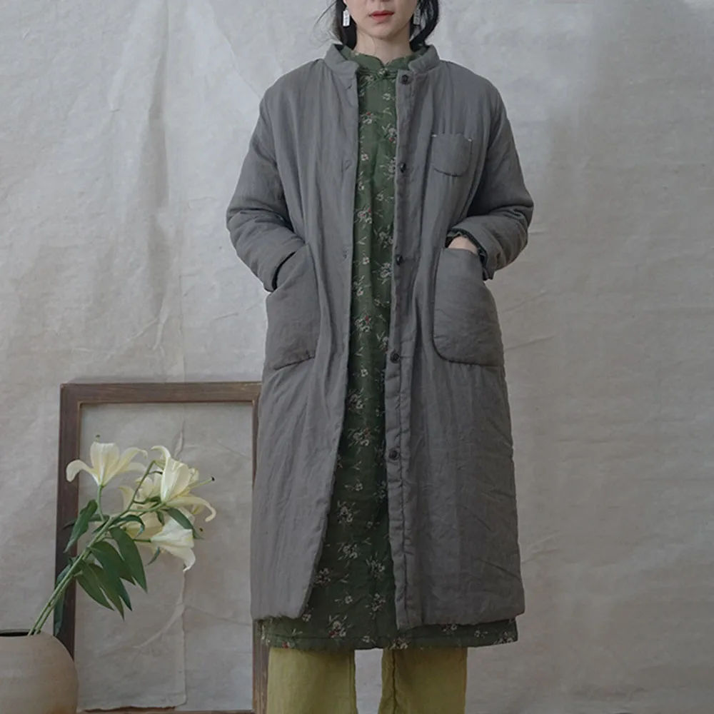 High quality Simple Handsome Linen Long Cotton-Padded Coat Women's Autumn Winter Loose Thin Seam Jacket Warm Coat With Pockets
High quality Simple Handsome Linen Long Cotton-Padded Coat Women's Autumn Winter Loose Thin Seam Jacket Warm Coat With Pockets