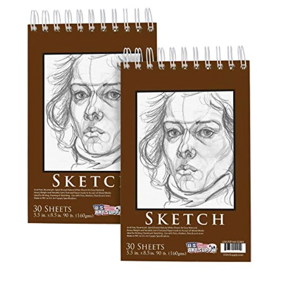5.5"x8.5 Premium Heavy-Weight Paper Spiral Bound Sketch Book: 90 Pound 160gsm,30-Sheet Drawing Pad (2 Pack
5.5"x8.5 Premium Heavy-Weight Paper Spiral Bound Sketch Book: 90 Pound 160gsm,30-Sheet Drawing Pad (2 Pack