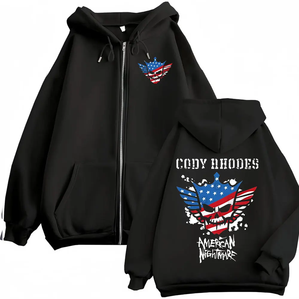 Толстовки на молнии Cody Rhodes American Nightmare для мужчин и женщин, высококачественная флисовая куртка, модная уличная одежда, пуловер на молнии
Толстовки на молнии Cody Rhodes American Nightmare для мужчин и женщин, высококачественная флисовая куртка, модная уличная одежда, пуловер на молнии