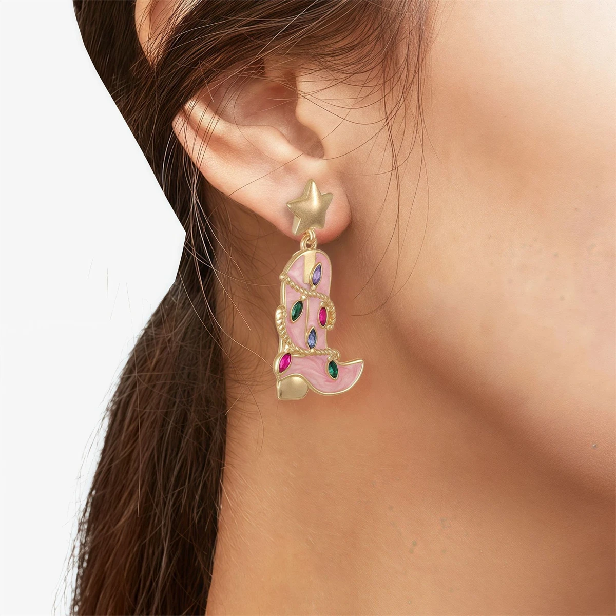 Fashion new product: Pink pentagram boots, earrings, gold plated earrings, color retention
Fashion new product: Pink pentagram boots, earrings, gold plated earrings, color retention