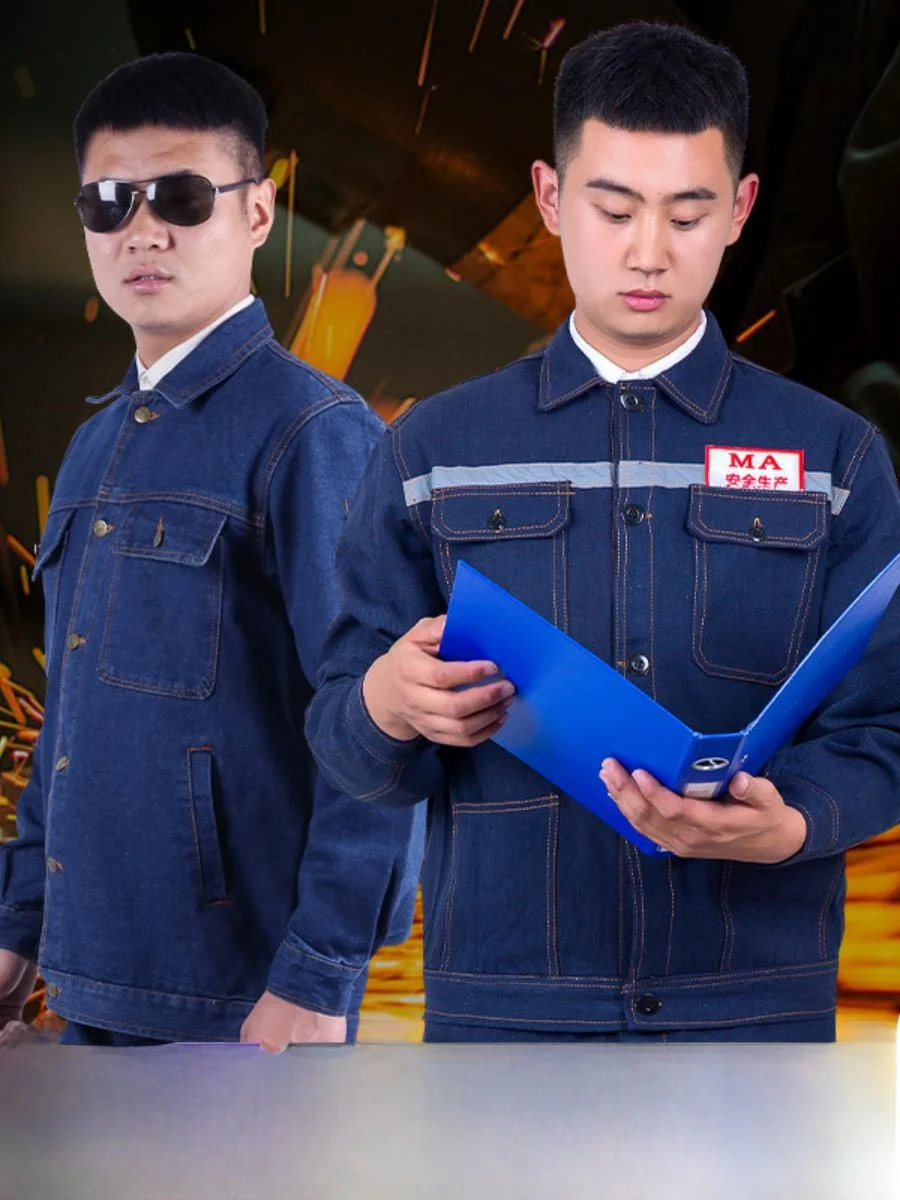 Мужской рабочий комплект из денима со светоотражающими полосами, защита от порезов, для сварки, с защитой от ожогов, из смесового хлопка, весенняя рабочая одежда
Мужской рабочий комплект из денима со светоотражающими полосами, защита от порезов, для сварки, с защитой от ожогов, из смесового хлопка, весенняя рабочая одежда