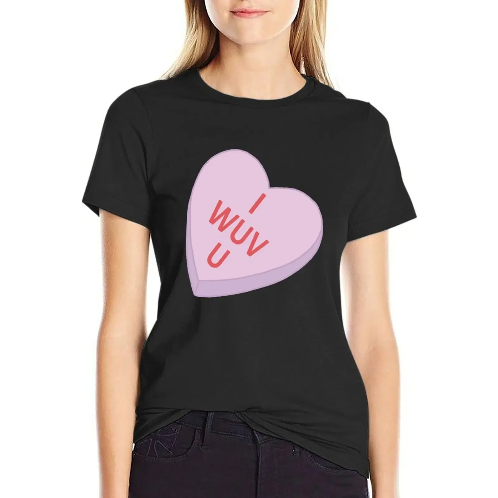 I Wuv U Candy Heart T-Shirt blanks anime clothes shirts graphic tees Women's cotton t-shirt
I Wuv U Candy Heart T-Shirt blanks anime clothes shirts graphic tees Women's cotton t-shirt