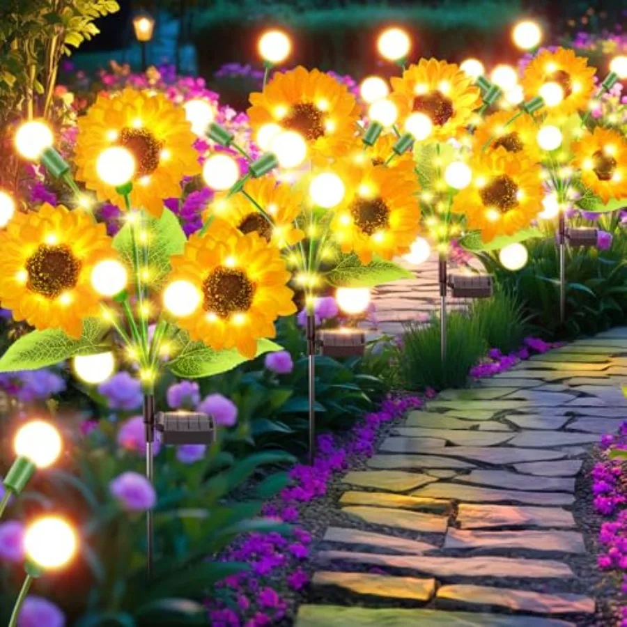 Solar Lights Outdoor Garden Decor Pack Swaying Solar Firefly Lights with Big Sunflowers Waterproof Solar Flower Lights for Yard
Solar Lights Outdoor Garden Decor Pack Swaying Solar Firefly Lights with Big Sunflowers Waterproof Solar Flower Lights for Yard