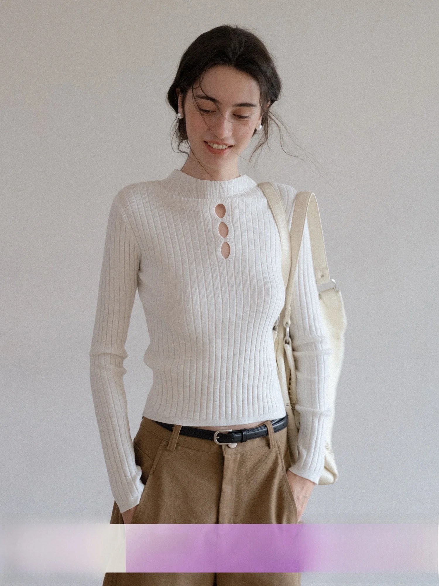 Eggka Hollow out Design Knitted Long Sve Slim Fit Base Layer irt Stand Collar Knitwear Polyester Fiber Casual Women's Top
Eggka Hollow out Design Knitted Long Sve Slim Fit Base Layer irt Stand Collar Knitwear Polyester Fiber Casual Women's Top