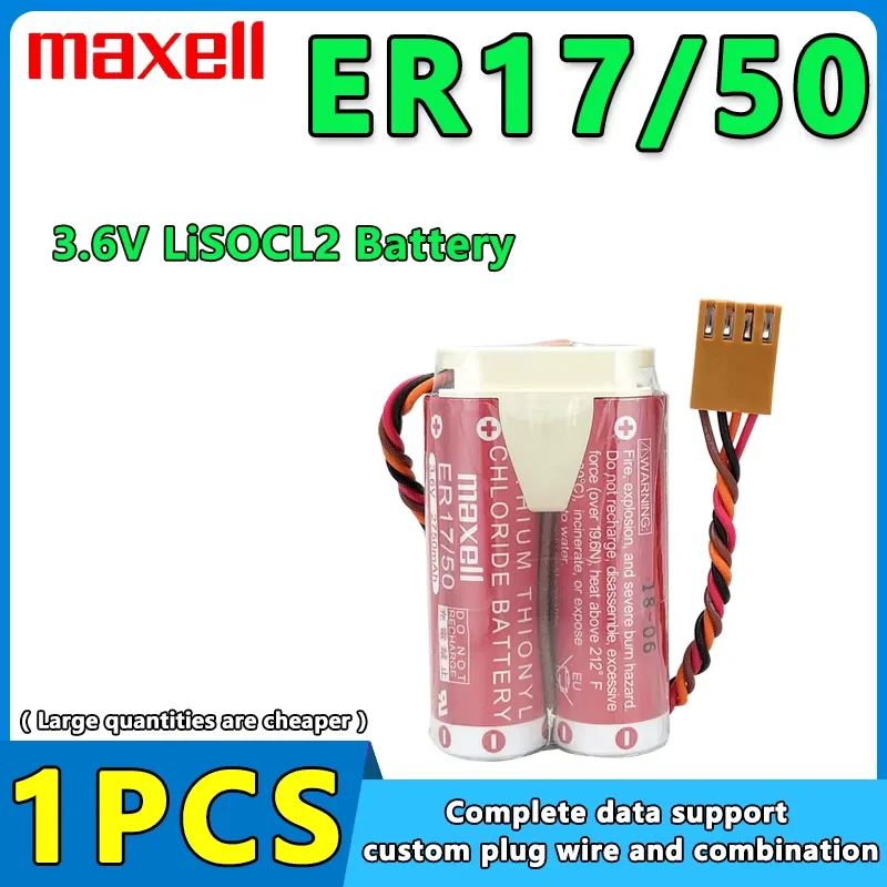 Maxell ER17/50-2 ER1750 3.6V MD500N 50750-1018 For Kawasaki Robot Automation Instrument Battery Pack Customizable Plug
Maxell ER17/50-2 ER1750 3.6V MD500N 50750-1018 For Kawasaki Robot Automation Instrument Battery Pack Customizable Plug