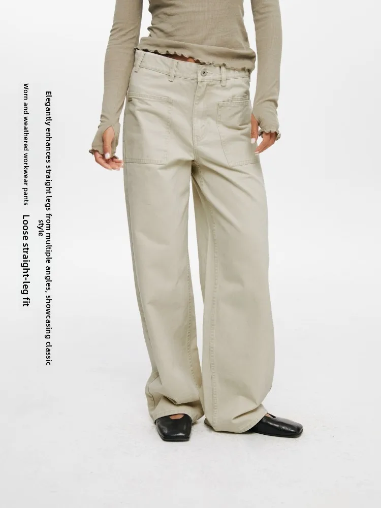 American Style Women's Work Pants Cotton Straight Leg Loose Fit Torn Casual Trousers Spring Season Khaki Color Commute Friendly
American Style Women's Work Pants Cotton Straight Leg Loose Fit Torn Casual Trousers Spring Season Khaki Color Commute Friendly