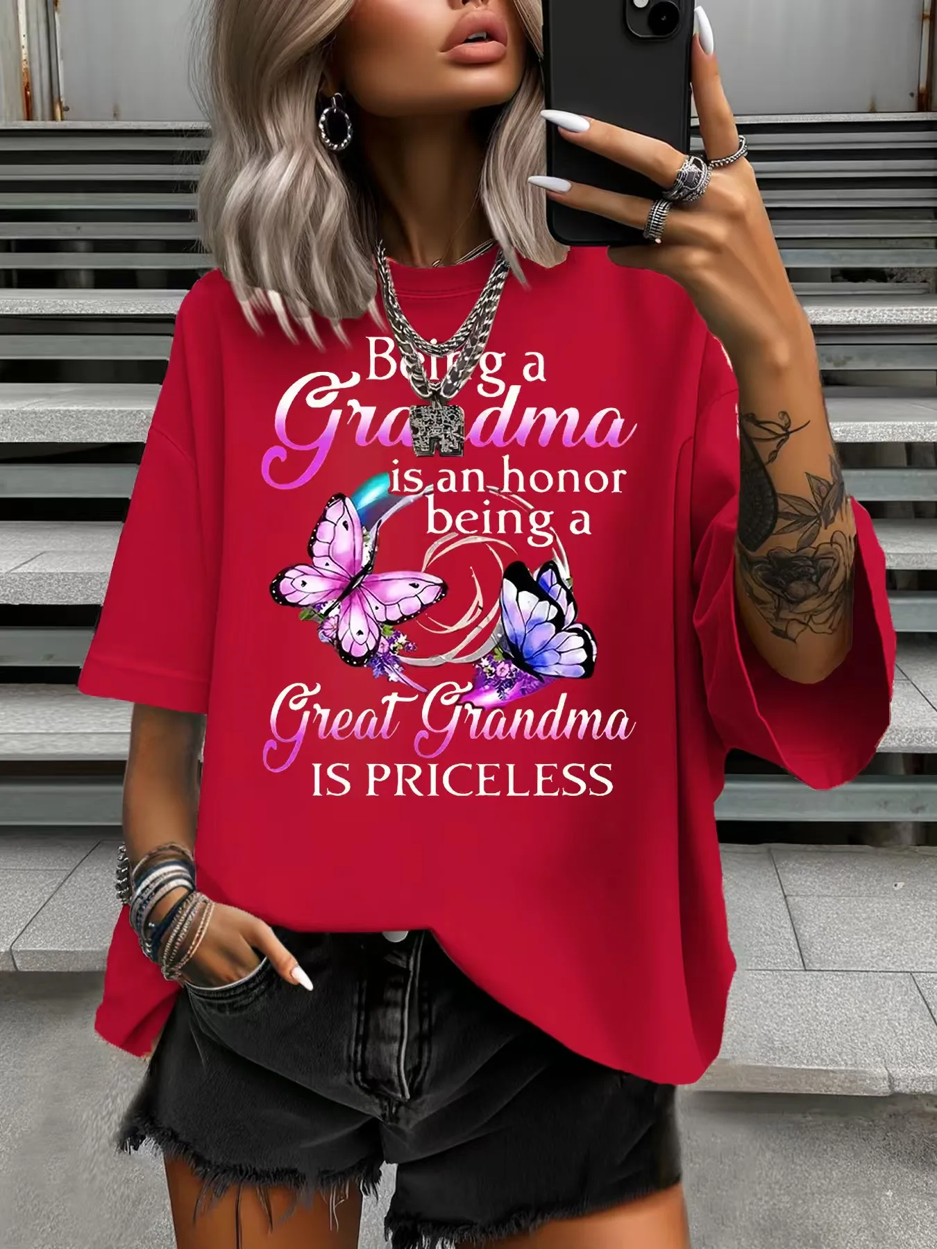 Summer Women's Plus Size T-Shirt Original Design Fashion Colorful Butterfly Printed Women's Casual Round Neck Short Sleeved Tops
Summer Women's Plus Size T-Shirt Original Design Fashion Colorful Butterfly Printed Women's Casual Round Neck Short Sleeved Tops