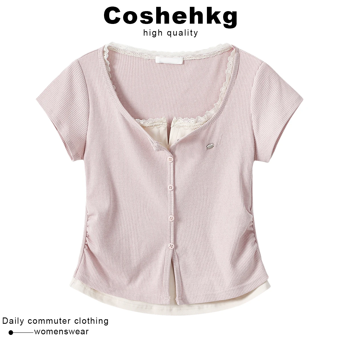 Coehkg Gentle Breeze Lace Trim ort Sve T-irt Women's Summer New Design Slimming Top Polyester Rayon Spandex Blend
Coehkg Gentle Breeze Lace Trim ort Sve T-irt Women's Summer New Design Slimming Top Polyester Rayon Spandex Blend