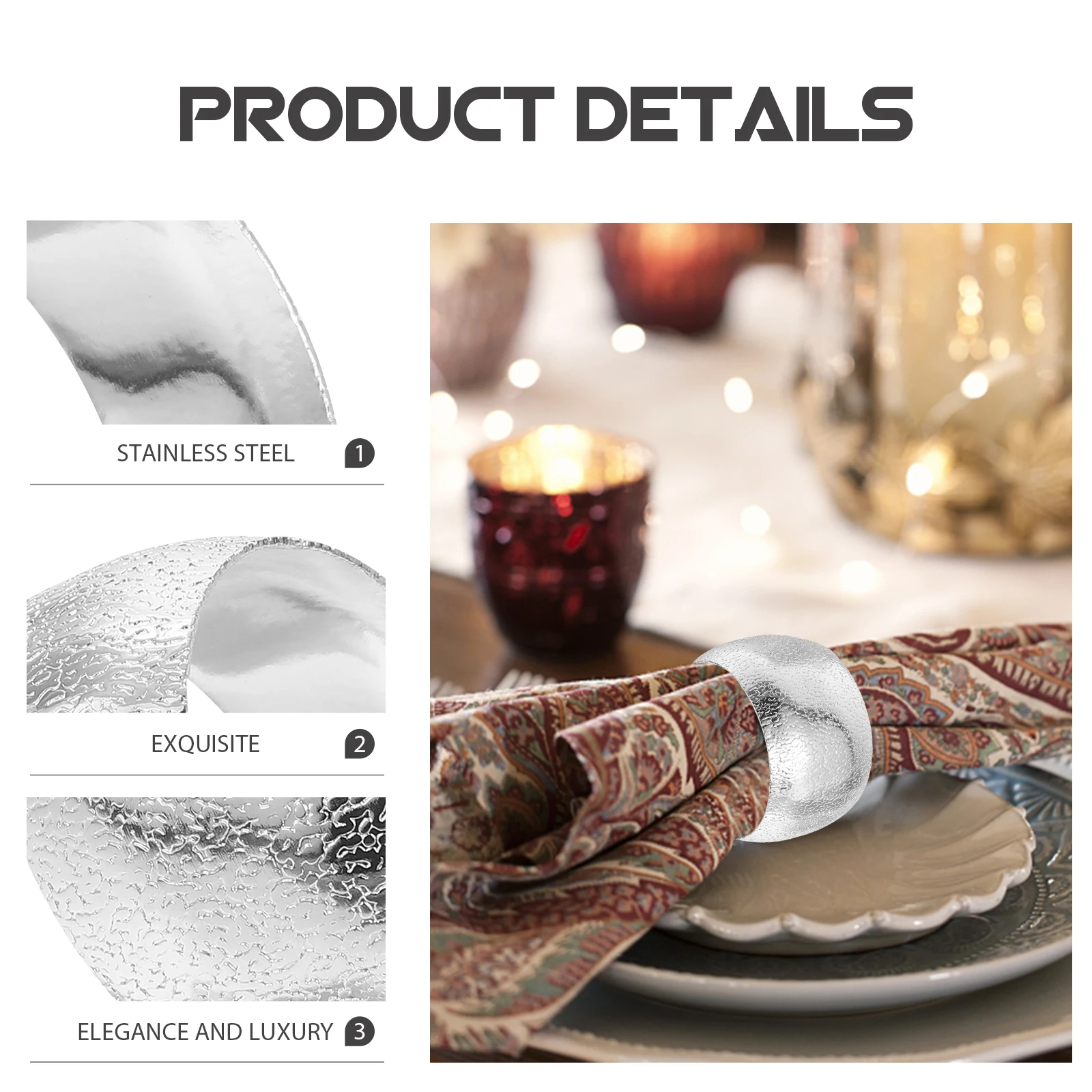 6pcs Silver Rings Set Elegant Table Wedding Banquet Party Metal Paper Holder Kitchen Napkin Rings Set Bar Accessories 
6pcs Silver Rings Set Elegant Table Wedding Banquet Party Metal Paper Holder Kitchen Napkin Rings Set Bar Accessories