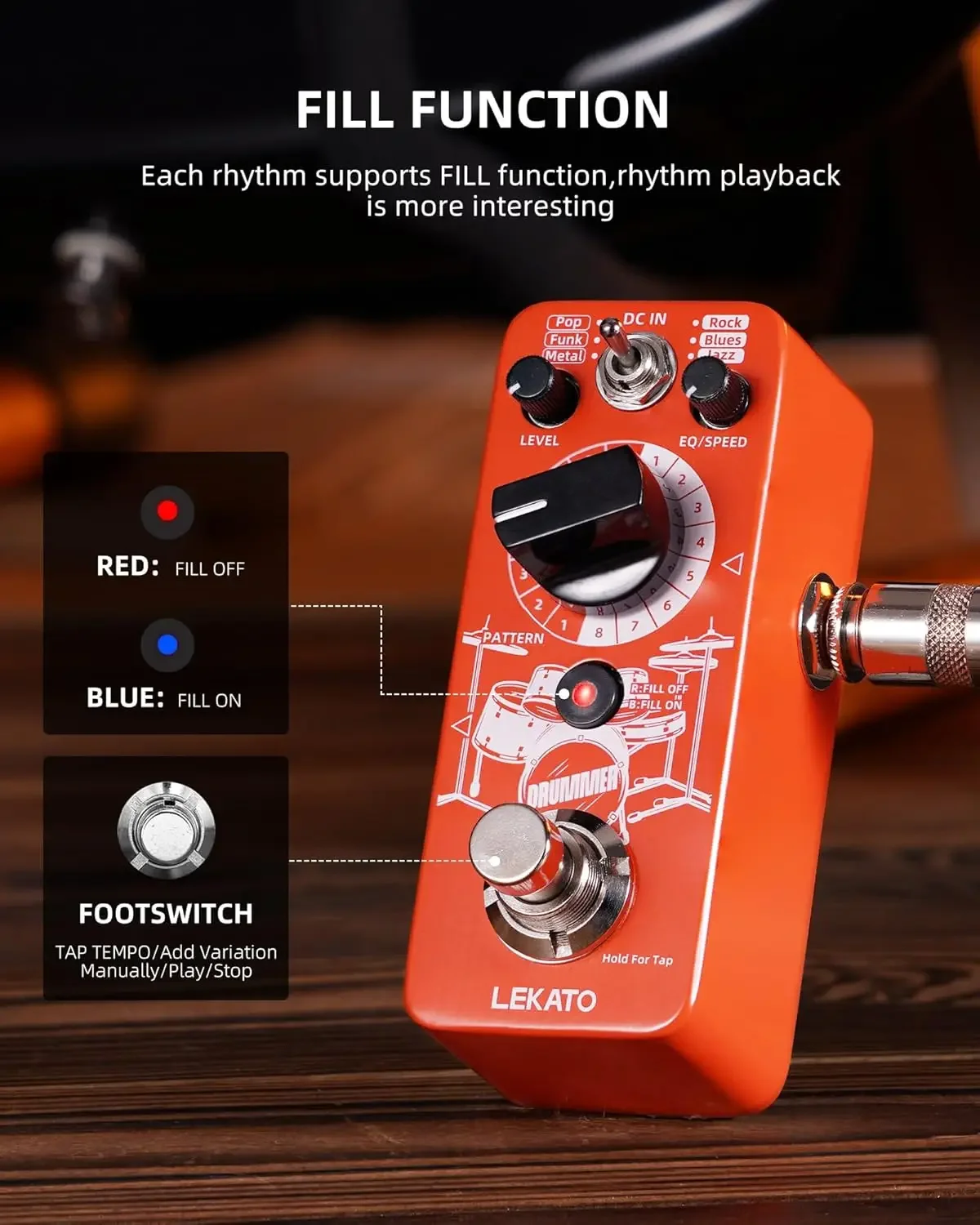 LEKATO Drum Machine Guitar Pedal 2 EQ Presets Tap Tempo Real Audio Effects for Electric Guitar 48 Grooves 6 Music Drummer
LEKATO Drum Machine Guitar Pedal 2 EQ Presets Tap Tempo Real Audio Effects for Electric Guitar 48 Grooves 6 Music Drummer