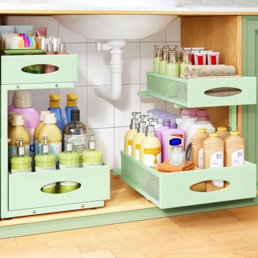 Under Sink Organizer, Pull Out Cabinet Organizer 2 Tier Metal Slide Out Storage Shelf Rack, L-Shaped Adjustable Height, Mesh Sl
Under Sink Organizer, Pull Out Cabinet Organizer 2 Tier Metal Slide Out Storage Shelf Rack, L-Shaped Adjustable Height, Mesh Sl