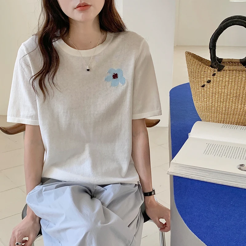 Spring and Summer New Round Neck 100% Cotton Short-sleeved Sweater Casual Pullover Female Comfort Knit Tops
Spring and Summer New Round Neck 100% Cotton Short-sleeved Sweater Casual Pullover Female Comfort Knit Tops