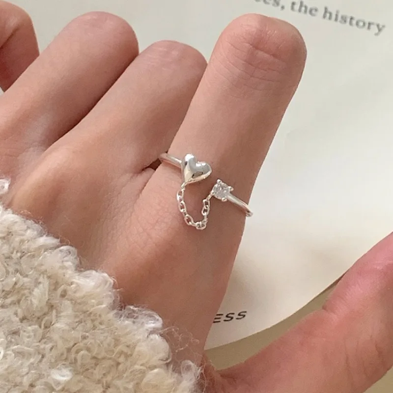 925 Sterling Silver Trendy Geometric Irregular Heart Chain Rings for Women Girls Bohemian Daily Adjustable Fine Jewelry Ring
925 Sterling Silver Trendy Geometric Irregular Heart Chain Rings for Women Girls Bohemian Daily Adjustable Fine Jewelry Ring