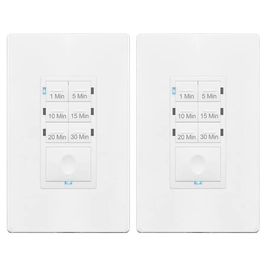 Таймер обратного отсчета для вентиляторов в ванной и бытовых светильников, 1510152030 минутных настроек с ручным управлением, всегда на синем светодиоде,
Таймер обратного отсчета для вентиляторов в ванной и бытовых светильников, 1510152030 минутных настроек с ручным управлением, всегда на синем светодиоде,