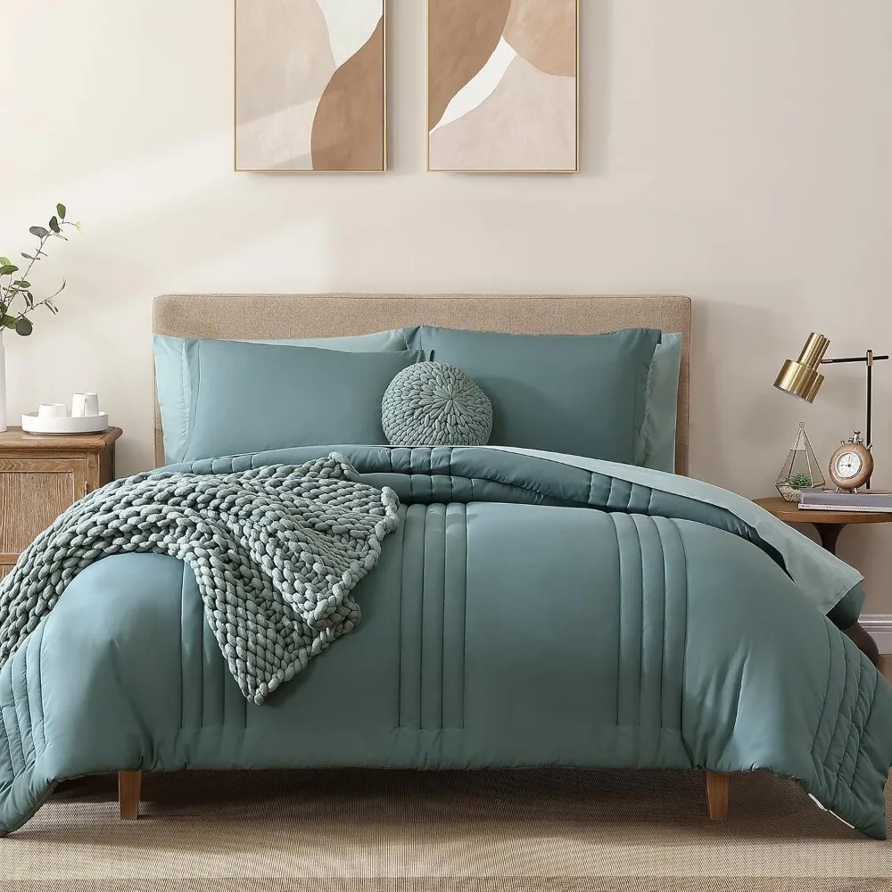 King Size Comforter Set - 7 Pieces Bed in a Bag King, Dark Green Bedding Sets with Comforter, All Seasons Duvet Cover Set
King Size Comforter Set - 7 Pieces Bed in a Bag King, Dark Green Bedding Sets with Comforter, All Seasons Duvet Cover Set