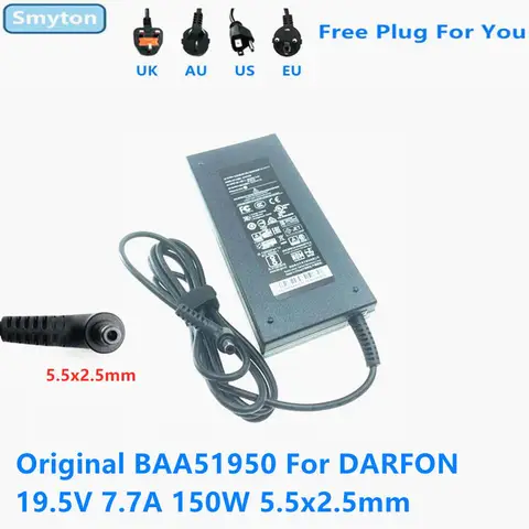 Original AC Adapter Charger For DARFON 19.5V 7.7A 150W 5.5x2.5mm BAA51950 MSI Laptop Power Supply
