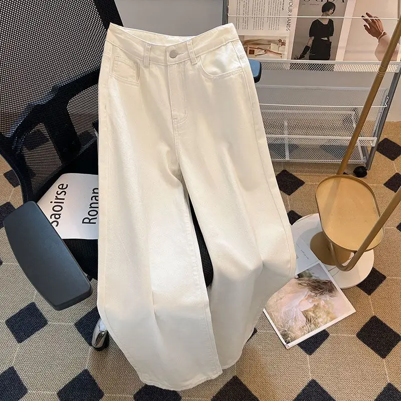 New White Loose Jeans, Women's Thin and Meat-covering American Pear-shaped Body Versatile Wide-leg Straight Trousers
New White Loose Jeans, Women's Thin and Meat-covering American Pear-shaped Body Versatile Wide-leg Straight Trousers