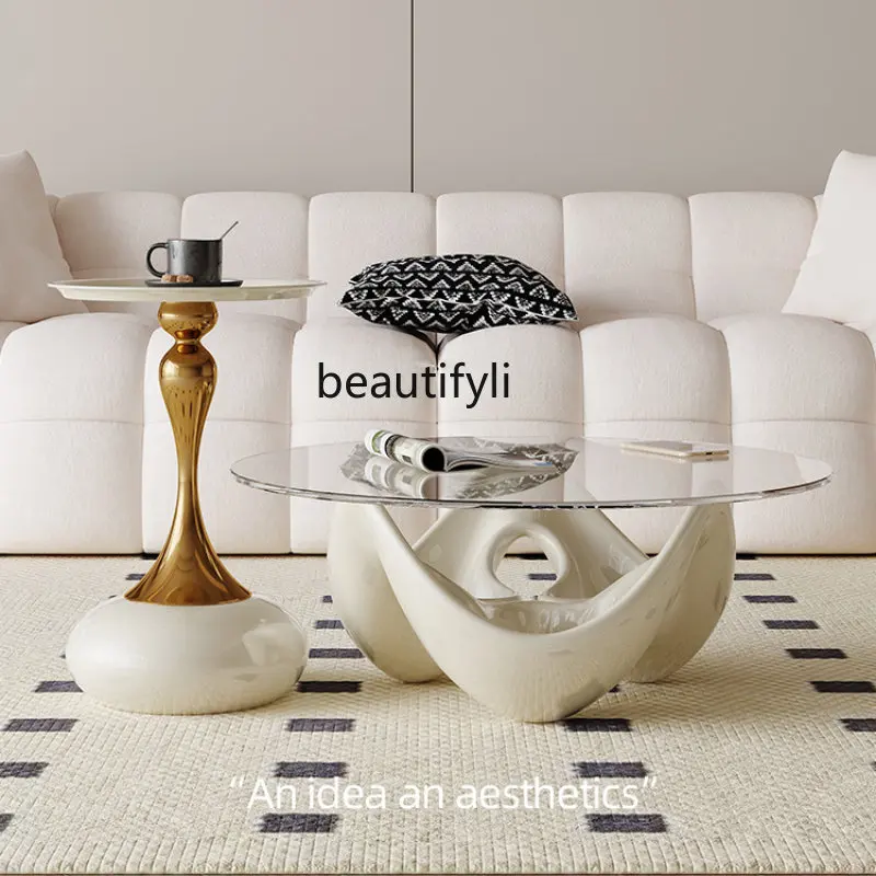 Cream Style Stone Plate Glass Tea Table Combination Modern Household Iron Side Table
Cream Style Stone Plate Glass Tea Table Combination Modern Household Iron Side Table