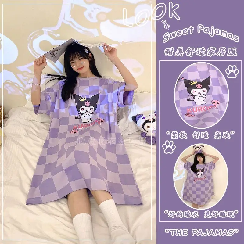 Новая периферийная Пижама от Sanrio Kuromi для женщин Летняя ночная рубашка для беременных с коротким рукавом Тонкая Домашняя одежда лучший подарок
Новая периферийная Пижама от Sanrio Kuromi для женщин Летняя ночная рубашка для беременных с коротким рукавом Тонкая Домашняя одежда лучший подарок