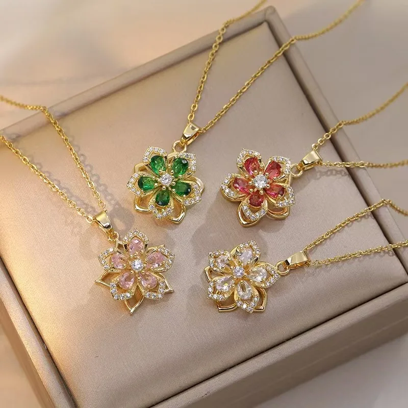 Light Luxury Spin Zircon Flower Pendant Necklace for Women Gold Color Quality High Sense Chain Necklaces Party Jewelry Gifts
Light Luxury Spin Zircon Flower Pendant Necklace for Women Gold Color Quality High Sense Chain Necklaces Party Jewelry Gifts