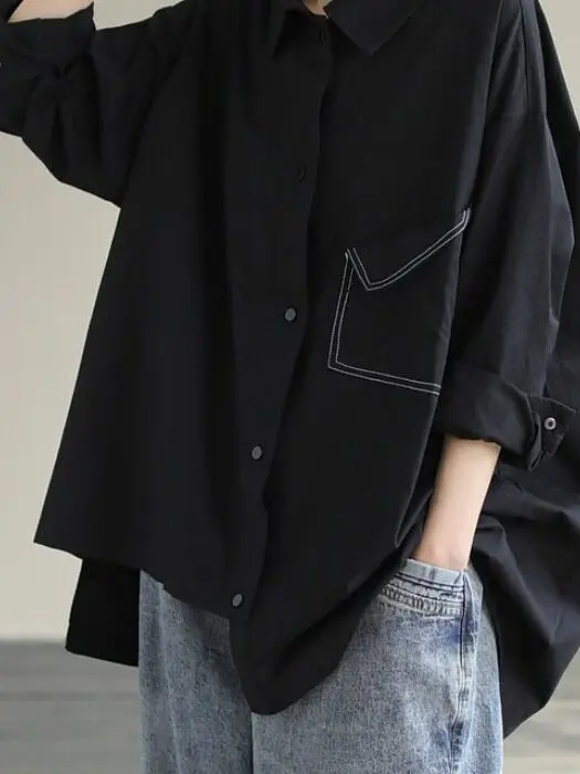 Loose Long Sleeve Pure Color Casual Shirt Women's plus Size T-Shirt Comfortable Breathable Polyester Autumn Outerwear
Loose Long Sleeve Pure Color Casual Shirt Women's plus Size T-Shirt Comfortable Breathable Polyester Autumn Outerwear