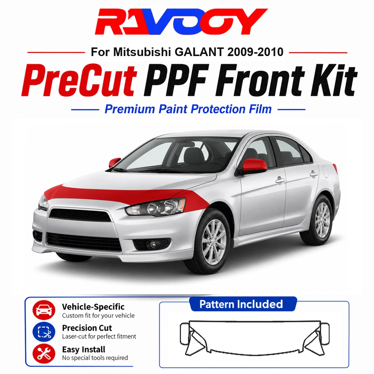 8.5mil TPU Precut PPF Kit For Mitsubishi GALANT 2009-2010 - Hood, Fenders & Mirror Set - Self-Healing Clear Bra Film
8.5mil TPU Precut PPF Kit For Mitsubishi GALANT 2009-2010 - Hood, Fenders & Mirror Set - Self-Healing Clear Bra Film