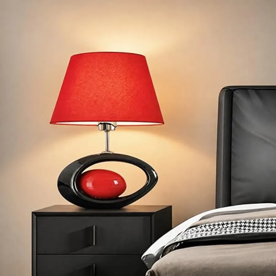 Red Modern Table Lamp, Ceramic Desk Lights with Linen Shade LED Bedroom Bedside Light Living Room Office Desk Night Lantern 14.
Red Modern Table Lamp, Ceramic Desk Lights with Linen Shade LED Bedroom Bedside Light Living Room Office Desk Night Lantern 14.