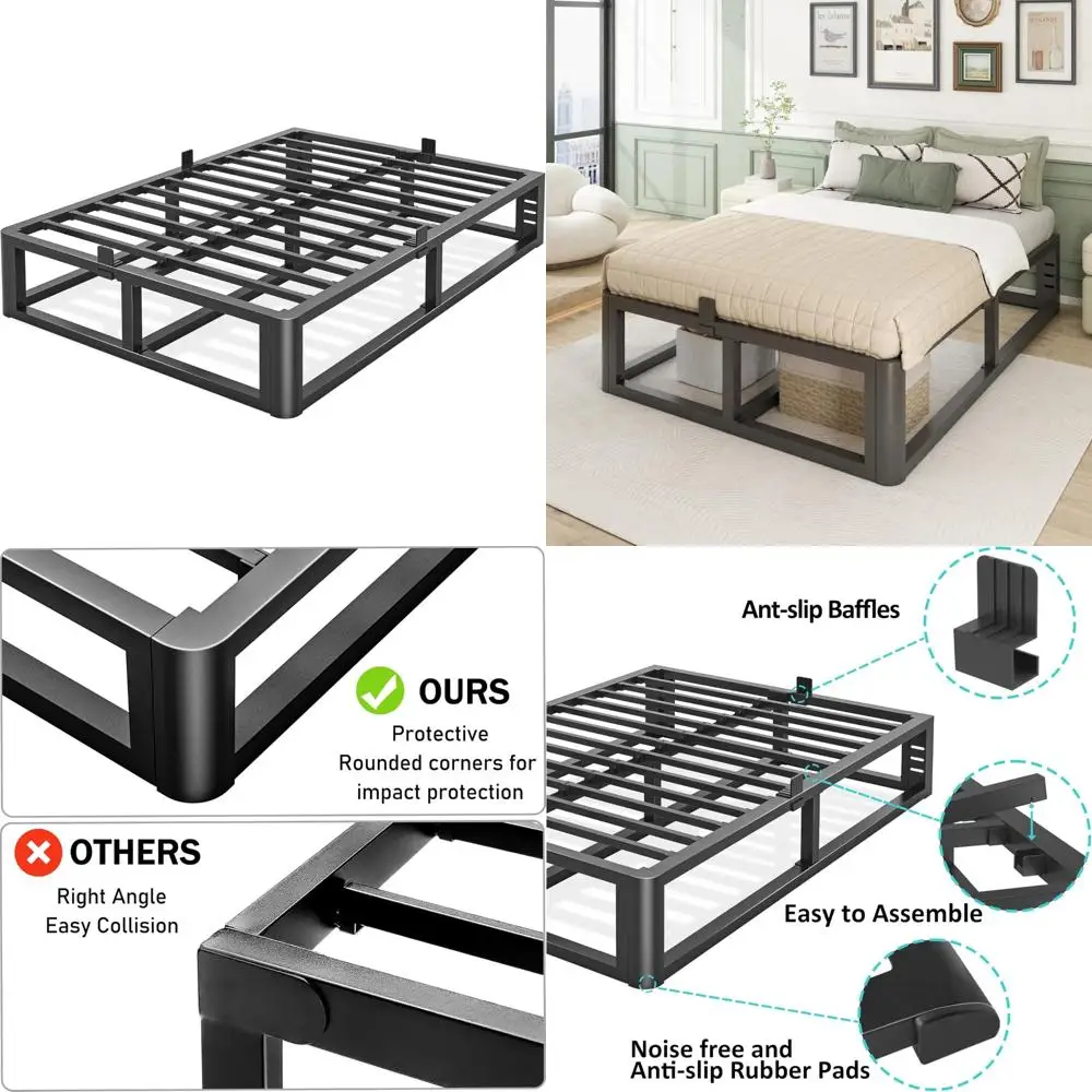 Sturdy 14 California King Bed Frame with Rounded Corners, Headboard Hole, and Mattress Retainers - Supports up to 3500 lbs
Sturdy 14 California King Bed Frame with Rounded Corners, Headboard Hole, and Mattress Retainers - Supports up to 3500 lbs