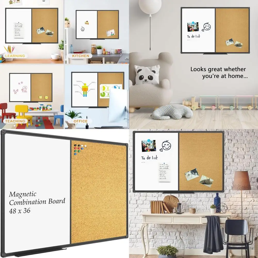 Магнитная комбинированная доска: доска 48x36 с пробковой доской, черная рамка, настенная для офиса, дома, школы, в комплект входят 10 кнопок
Магнитная комбинированная доска: доска 48x36 с пробковой доской, черная рамка, настенная для офиса, дома, школы, в комплект входят 10 кнопок