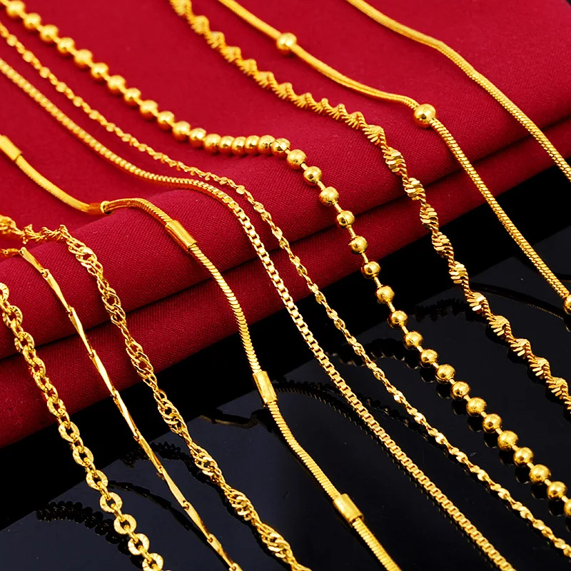 Gold Plated Ladies Necklace Water Wave Chain Snake Bone Chain Ladies High Jewelry Valentine's Day Birthday Necklace Gift
Gold Plated Ladies Necklace Water Wave Chain Snake Bone Chain Ladies High Jewelry Valentine's Day Birthday Necklace Gift