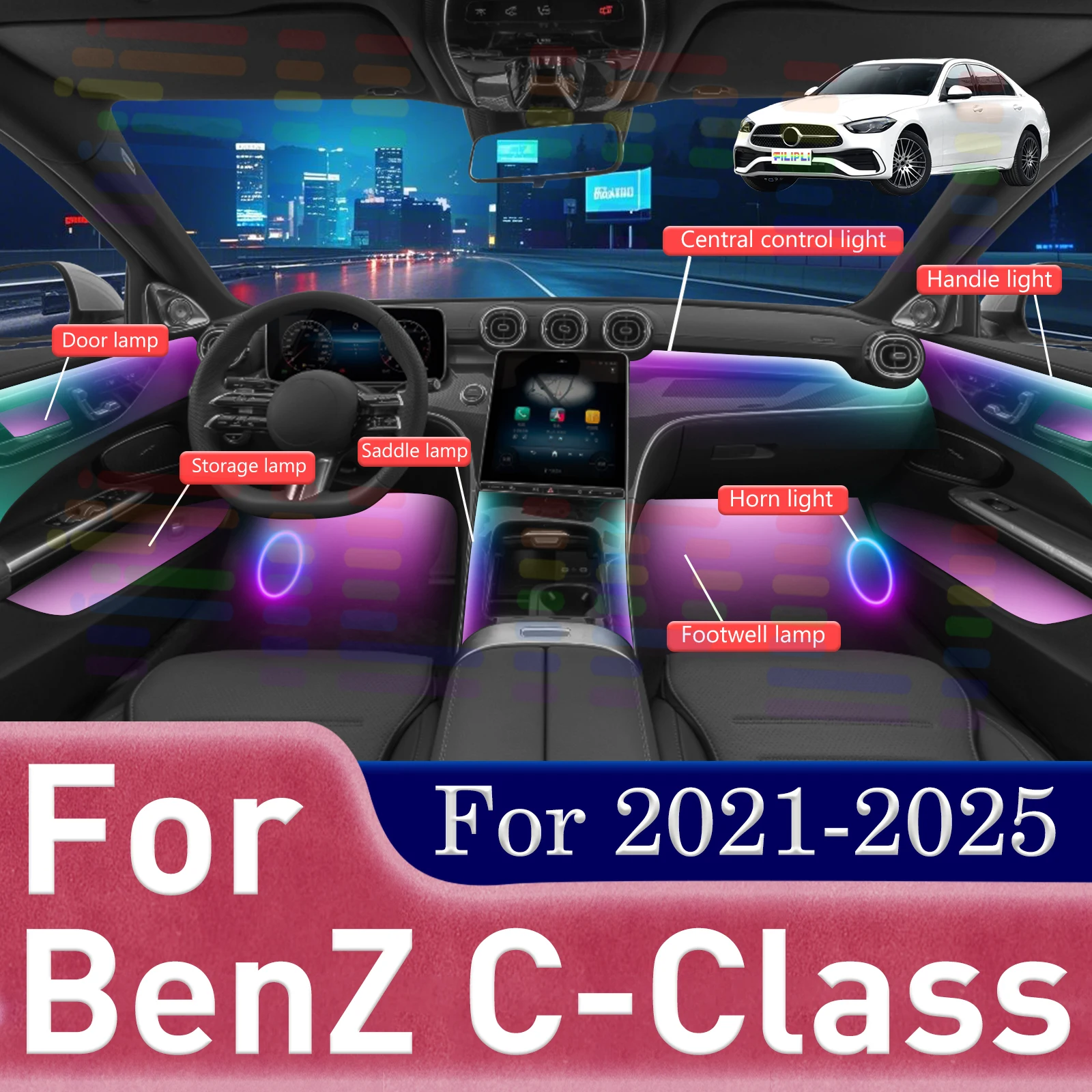 Для BenZ C-Class APP работает 64-цветная RGB симфоническая автомобильная полоса окружающего освещения, внутренняя акриловая направляющая, светодиодная атмосферная лампа
Для BenZ C-Class APP работает 64-цветная RGB симфоническая автомобильная полоса окружающего освещения, внутренняя акриловая направляющая, светодиодная атмосферная лампа