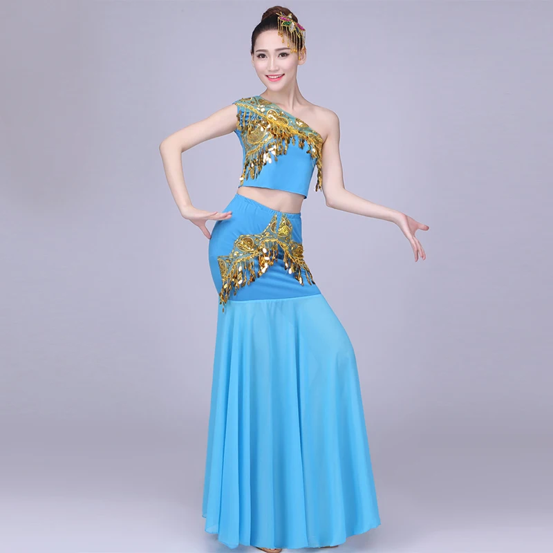dai dance costume Costume Peacock Dance Arts Examination Bags Hips Long Fishtail skirt Sequins Group costumes
dai dance costume Costume Peacock Dance Arts Examination Bags Hips Long Fishtail skirt Sequins Group costumes