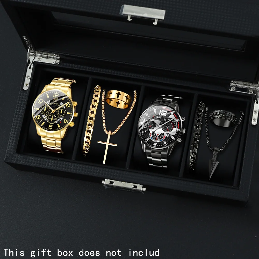 8 шт./компл. модный мужской комплект часов, кварцевые часы, модные аксессуары, кольцо-браслет с ожерельем для часов, идеальный подарок для мужчин
8 шт./компл. модный мужской комплект часов, кварцевые часы, модные аксессуары, кольцо-браслет с ожерельем для часов, идеальный подарок для мужчин
