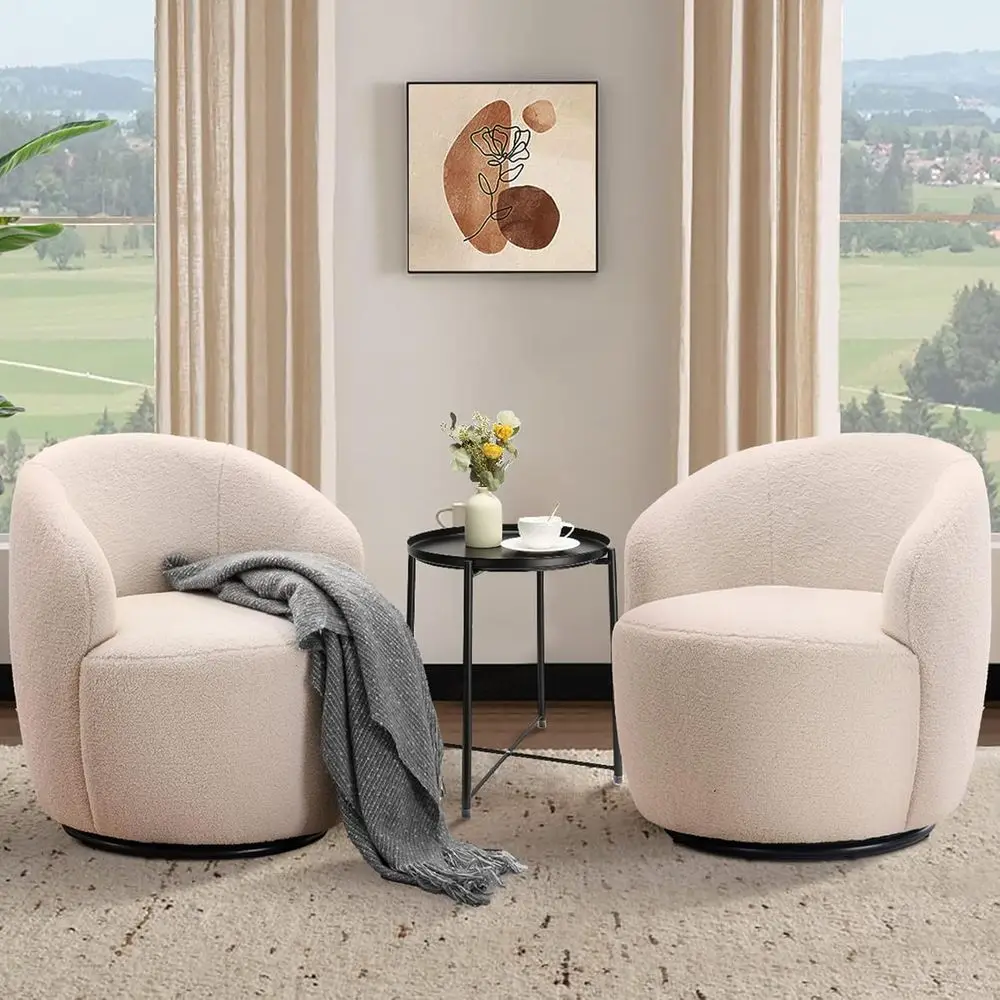 Ivory Round Swivel Barrel Chair Set for Living Room, Comfortable for Small Children or Compact Spaces
Ivory Round Swivel Barrel Chair Set for Living Room, Comfortable for Small Children or Compact Spaces