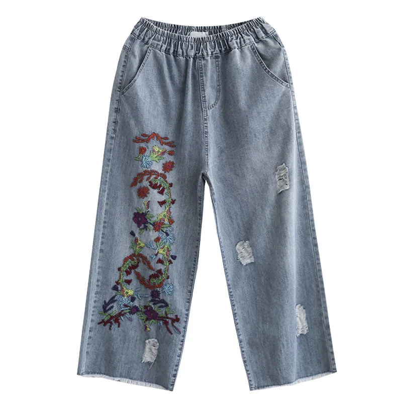 Women's Cropped Jeans Wide Leg 2026 Summer Vintage Embroidered Raw Hem Cotton Washed Denim Pants
Women's Cropped Jeans Wide Leg 2026 Summer Vintage Embroidered Raw Hem Cotton Washed Denim Pants