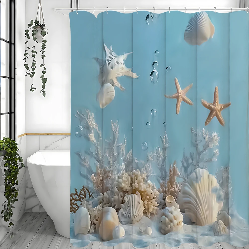 Ocean Collection Blue Coral Print Shower Curtain, Bathroom Decorative Shower Curtain, Waterproof Shower Curtain with Hooks
Ocean Collection Blue Coral Print Shower Curtain, Bathroom Decorative Shower Curtain, Waterproof Shower Curtain with Hooks