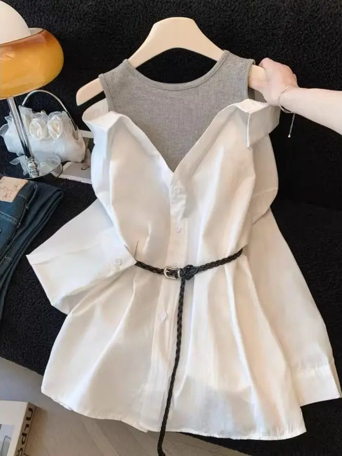 Loose Shoulder Bared Patchwork Shirt Spring Season Women's Casual Style Long Sleeve Collar Top Guangzhou Thirteenth Factory
Loose Shoulder Bared Patchwork Shirt Spring Season Women's Casual Style Long Sleeve Collar Top Guangzhou Thirteenth Factory