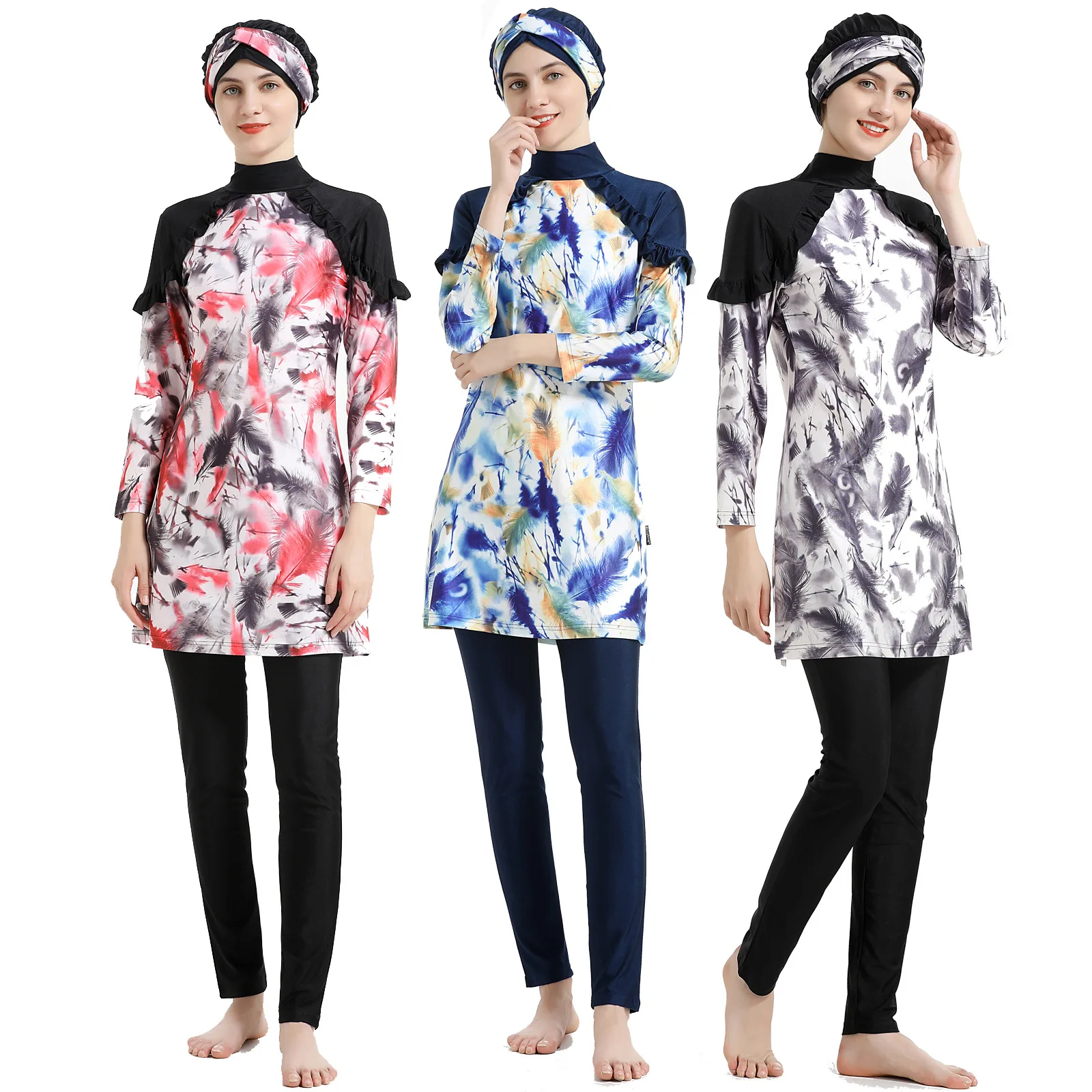 Women Muslim Burkini Swimsuit Modest Swimwear Islamic Long Sleeve Full Cover Hijab Flower Dress Top Cap Swim Pants Bathing Suit
Women Muslim Burkini Swimsuit Modest Swimwear Islamic Long Sleeve Full Cover Hijab Flower Dress Top Cap Swim Pants Bathing Suit