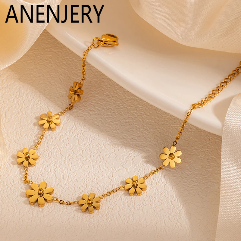 ANENJERY 316L Stainless Steel Multiple Flowers Necklace Bracelet For Women Vintage Elegant Jewelry Set Gifts Party
ANENJERY 316L Stainless Steel Multiple Flowers Necklace Bracelet For Women Vintage Elegant Jewelry Set Gifts Party