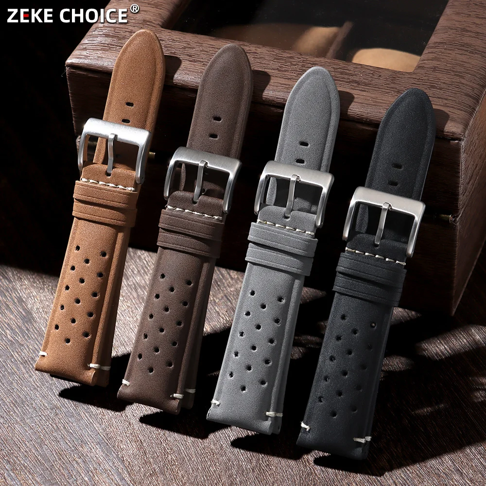 18mm 20mm 22mm Vintage Matte Genuine Leather Watch Strap Breathable Porous Watchband Sprots Racing Bracelet for Seiko Wristband
18mm 20mm 22mm Vintage Matte Genuine Leather Watch Strap Breathable Porous Watchband Sprots Racing Bracelet for Seiko Wristband