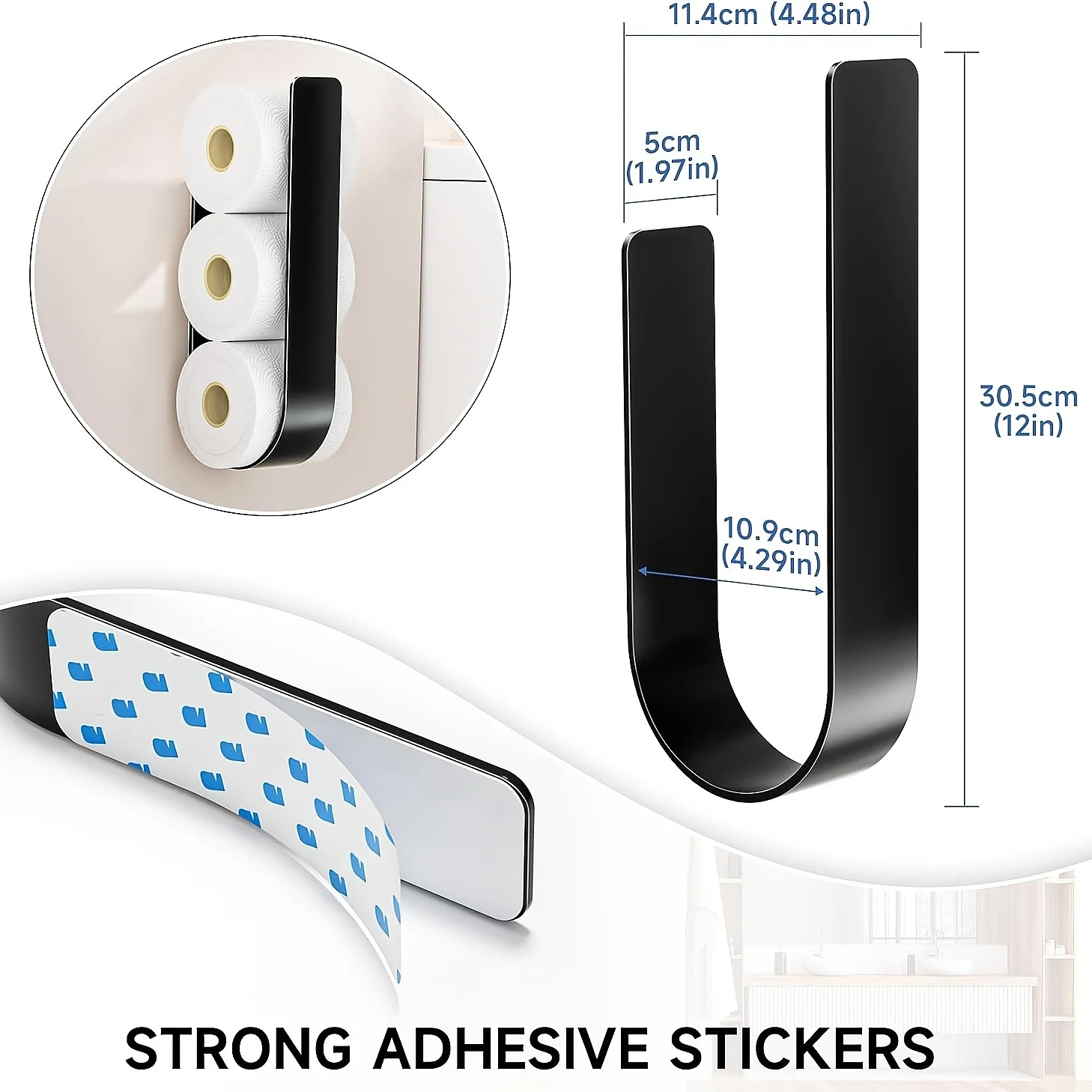 3-in-1 Wall-Mounted Toilet Paper Holder with Towel Rack & Hooks, Black Metal Space-Saving Bathroom Kitchen Living Room Organizer
3-in-1 Wall-Mounted Toilet Paper Holder with Towel Rack & Hooks, Black Metal Space-Saving Bathroom Kitchen Living Room Organizer