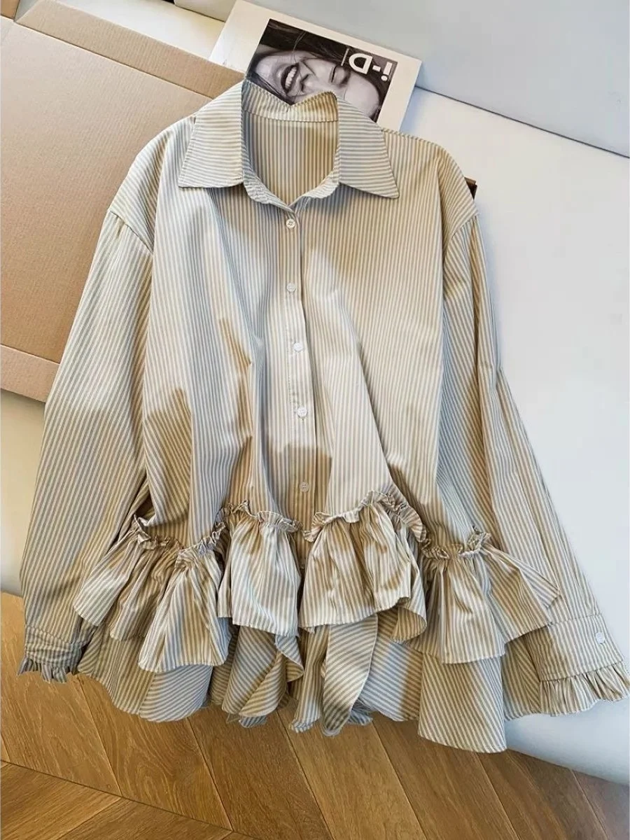 Elegant Floral Trim Patchwork Striped Loose Long Women's Shirt Guangzhou Thirteenth Factory High Quality Spring Commute Style
Elegant Floral Trim Patchwork Striped Loose Long Women's Shirt Guangzhou Thirteenth Factory High Quality Spring Commute Style
