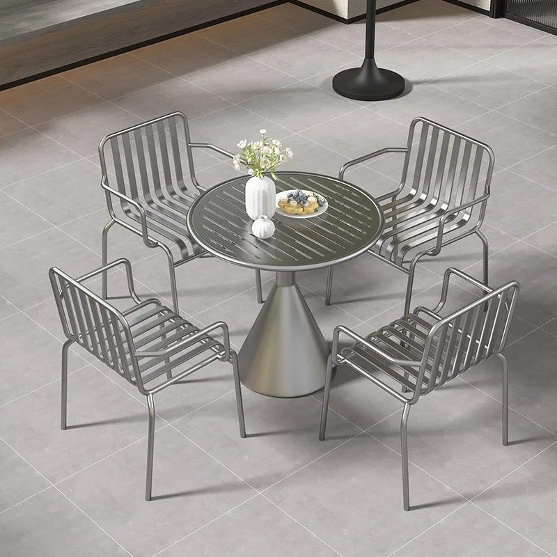Outdoor wrought iron table and chair combination industrial style coffee shop with one table and four chairs, courtyard
Outdoor wrought iron table and chair combination industrial style coffee shop with one table and four chairs, courtyard