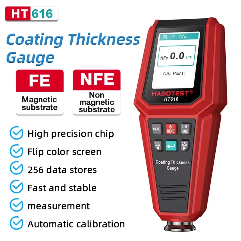 Coating Thickness Gauge 0-1500UM Car Paint Film Thickness Tester Measuring FE/NFE Automatic calibration Automotive Tools
Coating Thickness Gauge 0-1500UM Car Paint Film Thickness Tester Measuring FE/NFE Automatic calibration Automotive Tools