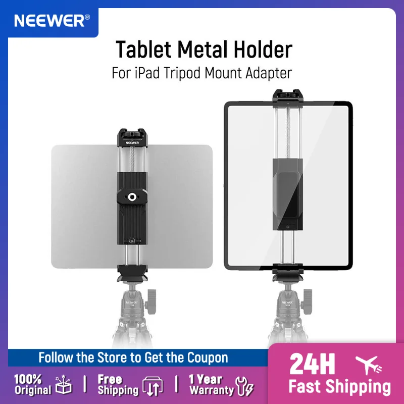 NEEWER Tablet Metal Holder for iPad Tripod Mount Adapter with Cold Shoe Arca Type Base NATO Interface for iPad Mini Air Pro
NEEWER Tablet Metal Holder for iPad Tripod Mount Adapter with Cold Shoe Arca Type Base NATO Interface for iPad Mini Air Pro