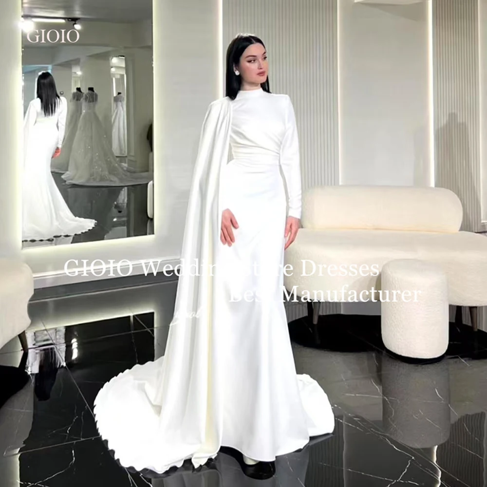 GIOIO Modest Sophisticated High Neck Long Sleeve Formal Ball Evening Dress Fitted Mermaid Skirt Arabia Satin Bride Gown Customiz
GIOIO Modest Sophisticated High Neck Long Sleeve Formal Ball Evening Dress Fitted Mermaid Skirt Arabia Satin Bride Gown Customiz