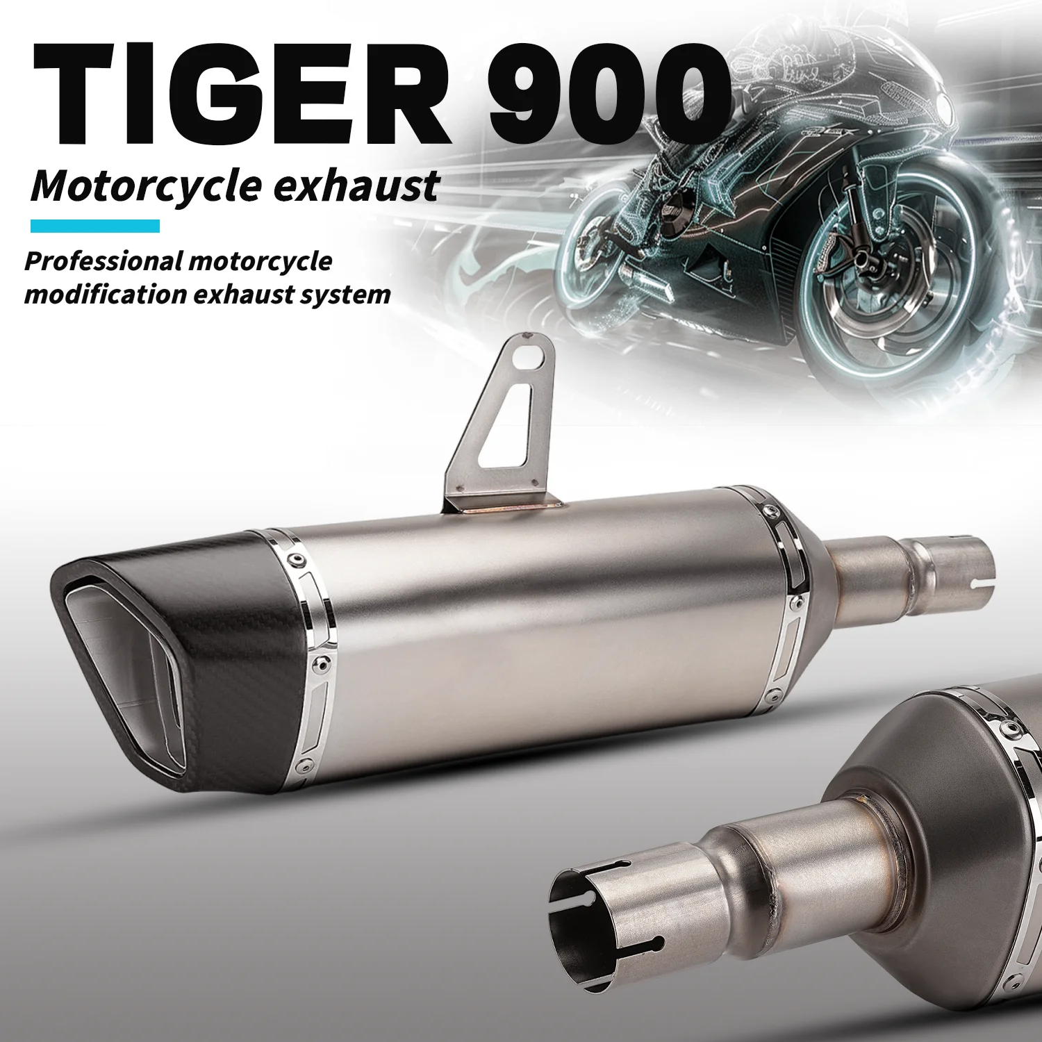For Tiger900 Motorcycle exhaust system modified with full stainless steel escape muffler carbon fiber tip Connect original exhau
For Tiger900 Motorcycle exhaust system modified with full stainless steel escape muffler carbon fiber tip Connect original exhau